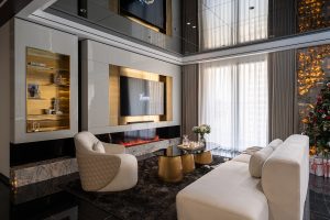 Không gian căn hộ 210 m2 tone màu tối