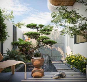 Thiết kế nhà ống có sân sau hòa quyện với thiên nhiên
