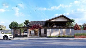 Mẫu tường rào nhà mái đậm chất Nhật Bản