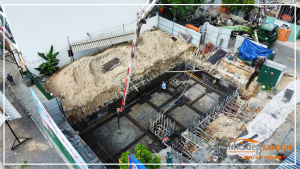 Cập nhật hình ảnh công tác đổ bê tông sàn hầm Mr. Sơn’s House