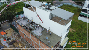 Cập nhật hình ảnh đổ bê tông dầm, sàn lầu 2 Mrs. Thảo’s House